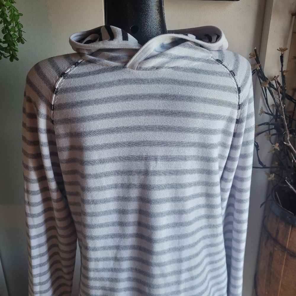Jack and Jones Knit White and Blue Striped Hoodie S - Picture 2 of 6